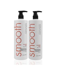 Keragen - Smoothing Shampoo and Conditioner with Keratin and Collagen for All Hair Types, Sulfate Free, 32 Oz - Moisturizes, Strengthens, Protects Color and Repair - Panthenol
