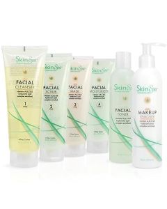SkinSpa - Skin Care Facial Cleanser Set, Daily Routine Kit, System, Infused with Aloe Vera, 8 Oz - Face Wash Scrub, Cleanser, Toner, Makeup Remover, Clay Mask and Moisturizer